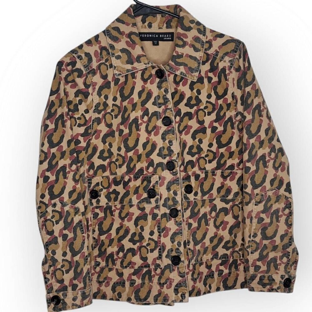 Veronica Beard Jeans Women's Leopard Print Mercer Denim Jacket size XS
